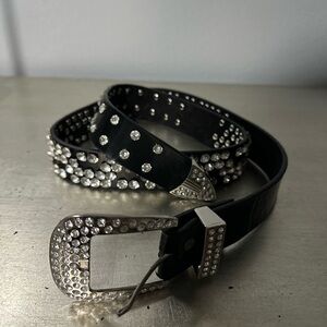 Black Belt with Silver Rhinestones
